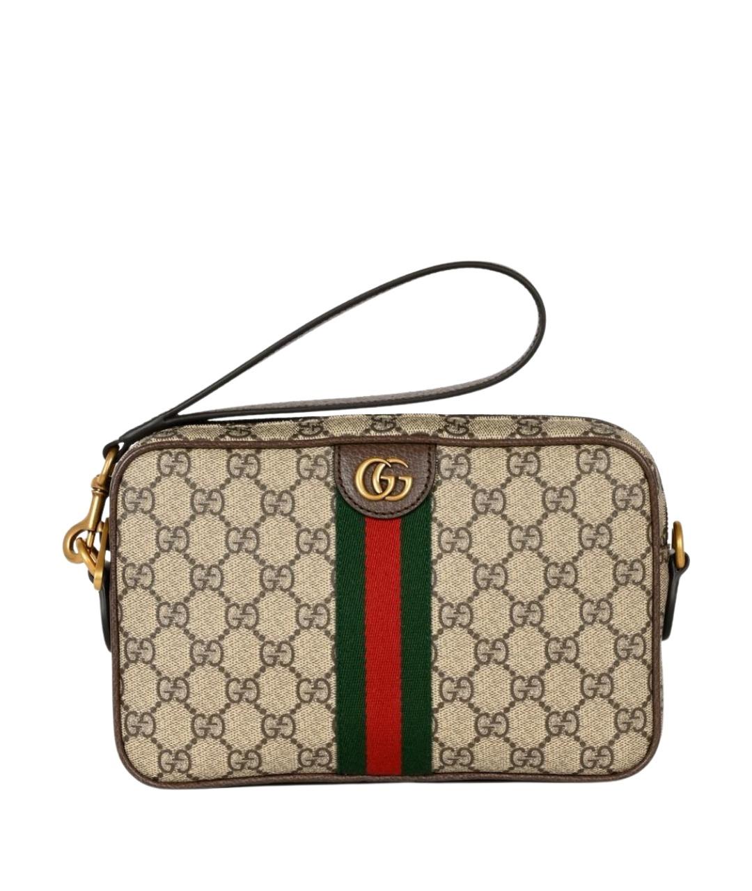GUCCI Бежевая сумка на плечо из канвы, фото 1