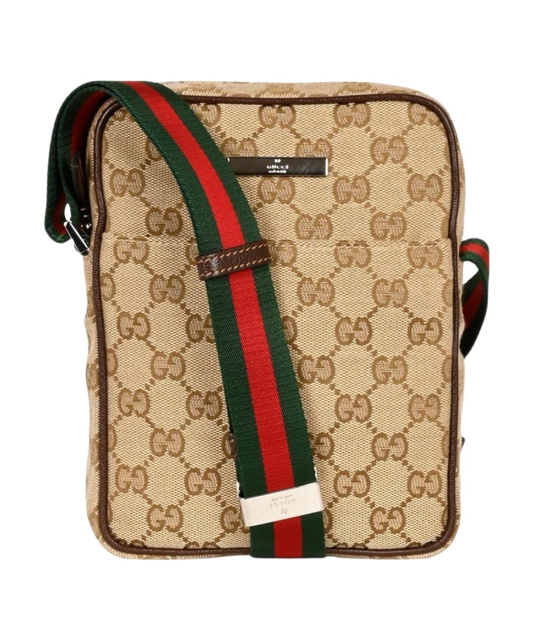 GUCCI Бежевая сумка на плечо из канвы, фото 1