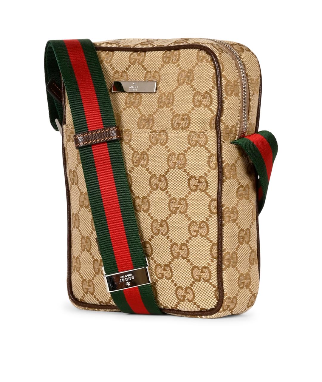 GUCCI Бежевая сумка на плечо из канвы, фото 2