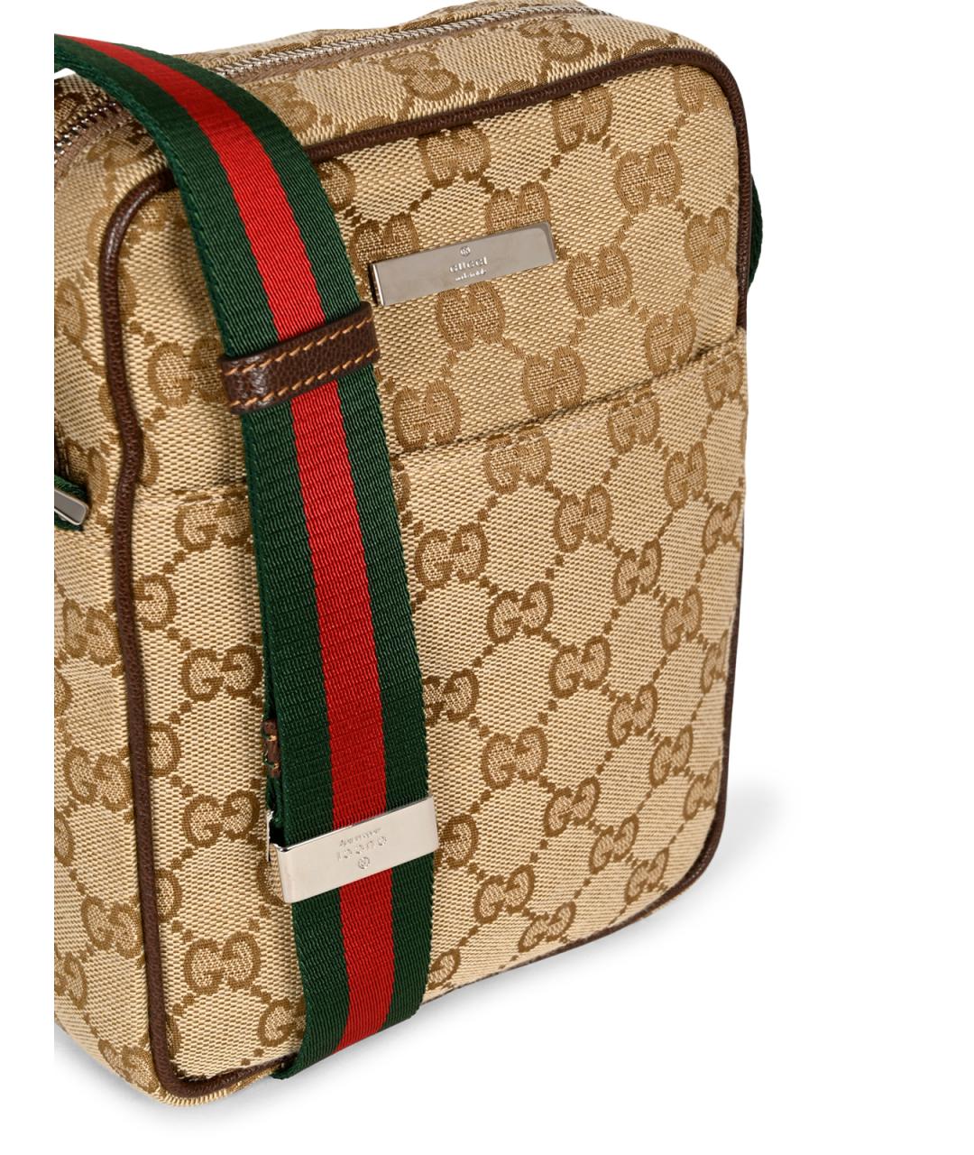 GUCCI Бежевая сумка на плечо из канвы, фото 4