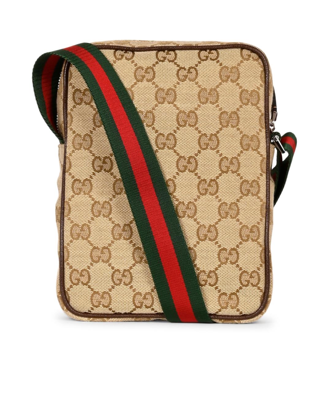 GUCCI Бежевая сумка на плечо из канвы, фото 3