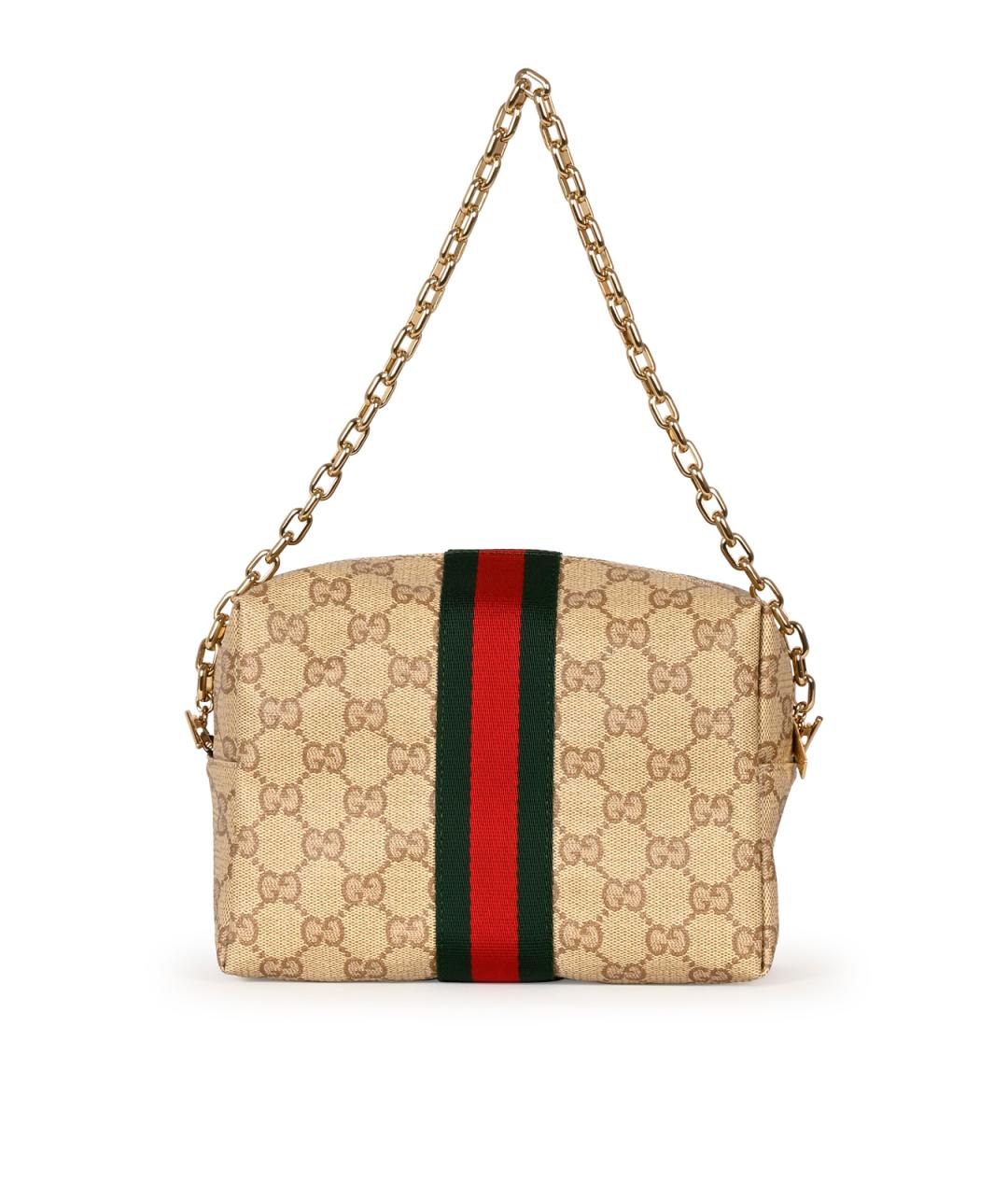 GUCCI Бежевая сумка через плечо из канвы, фото 3