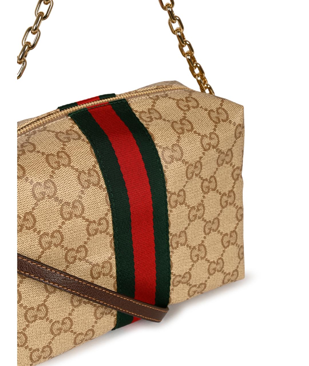 GUCCI Бежевая сумка через плечо из канвы, фото 4