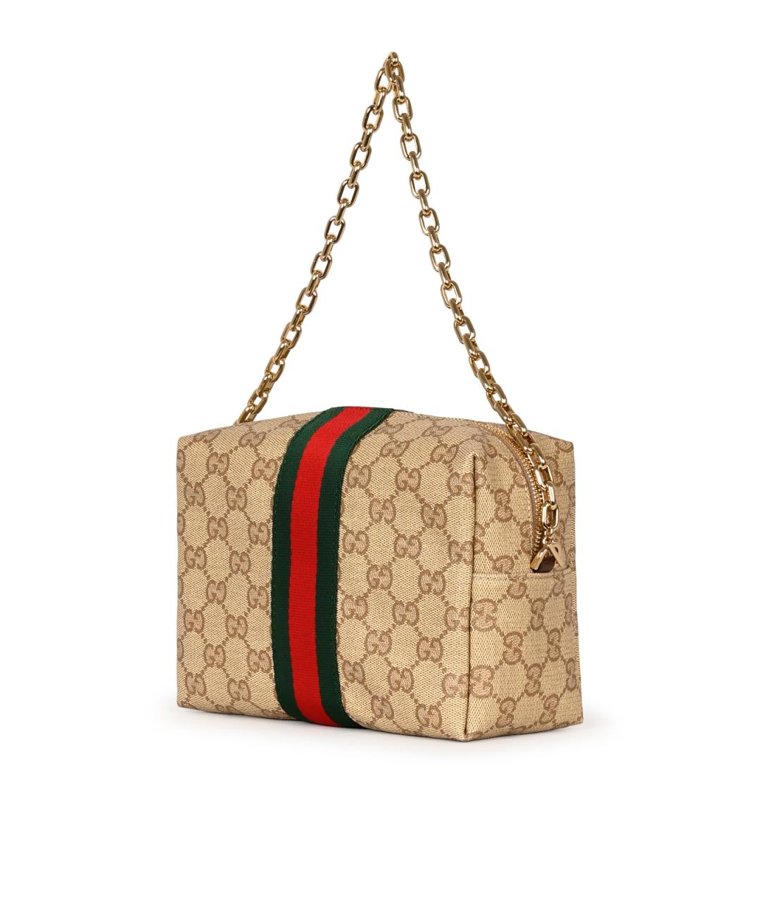 GUCCI Бежевая сумка через плечо из канвы, фото 2