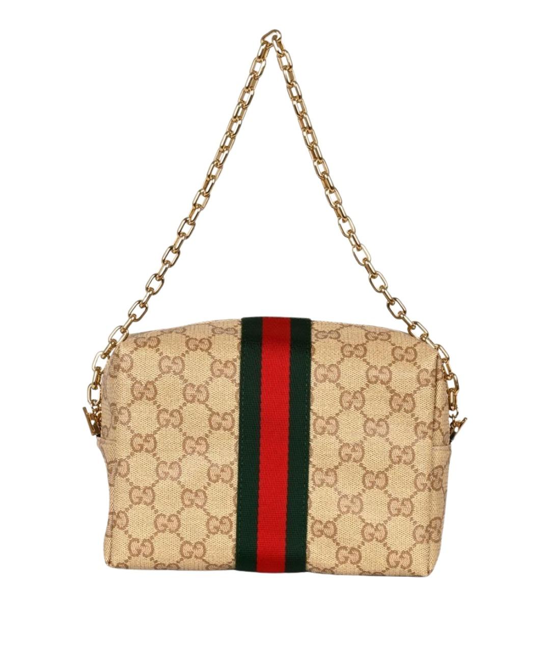 GUCCI Бежевая сумка через плечо из канвы, фото 1