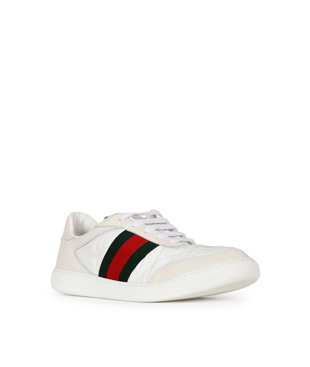 GUCCI Белые кожаные низкие кроссовки / кеды, фото 2