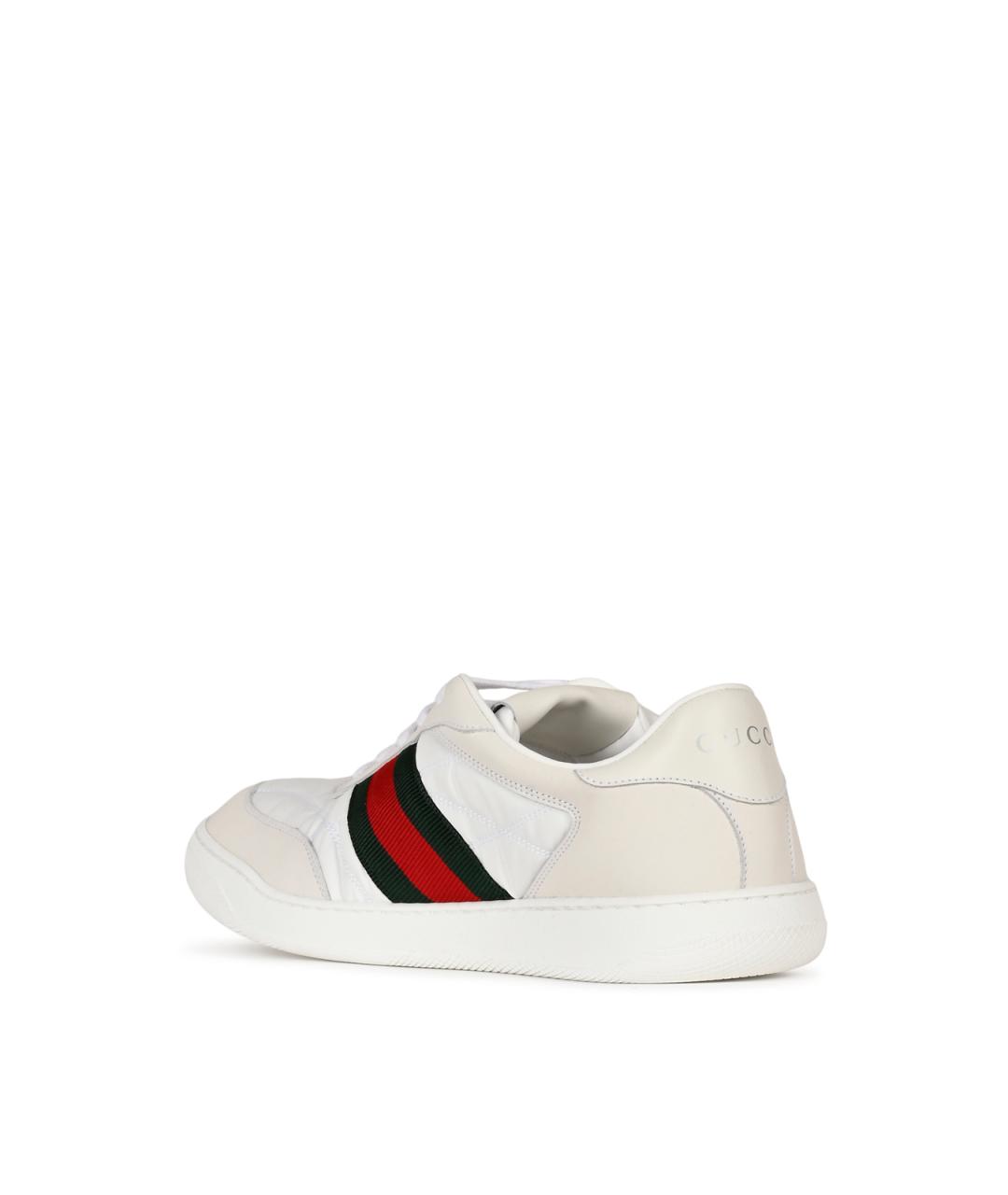 GUCCI Белые кожаные низкие кроссовки / кеды, фото 3