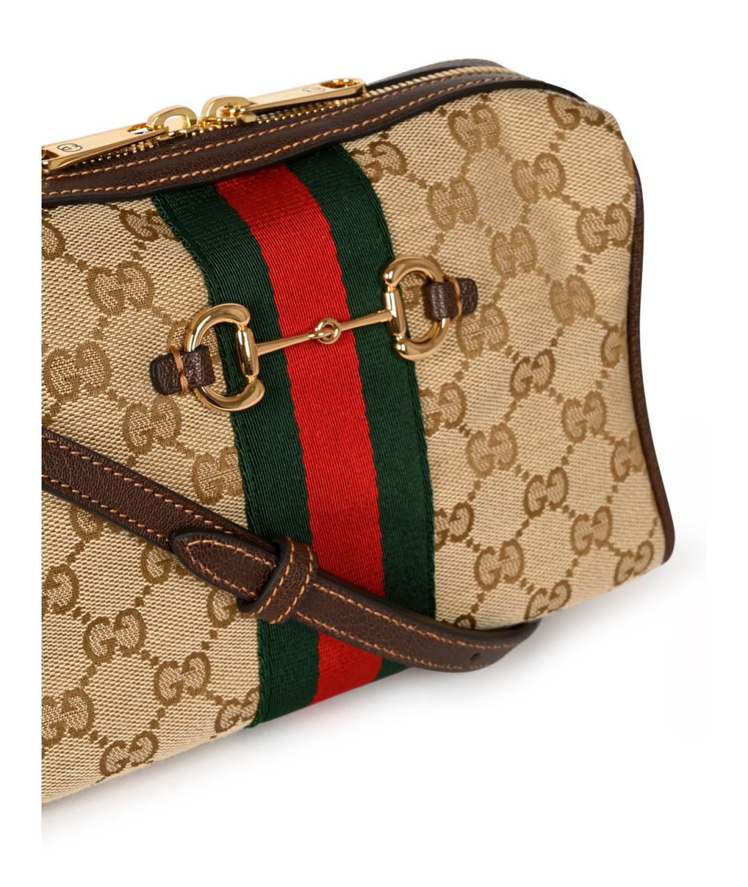 GUCCI Бежевая сумка через плечо из канвы, фото 4