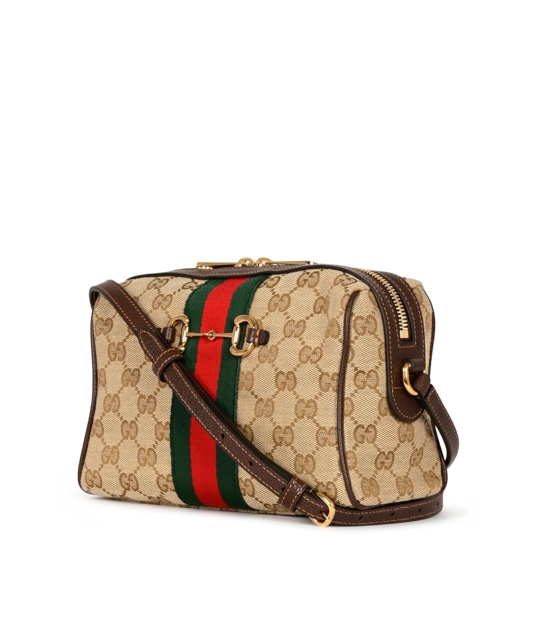 GUCCI Бежевая сумка через плечо из канвы, фото 2