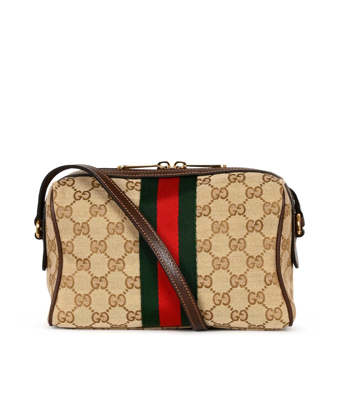GUCCI Бежевая сумка через плечо из канвы, фото 3