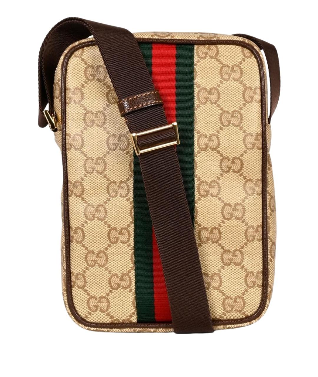GUCCI Бежевая сумка на плечо из канвы, фото 1