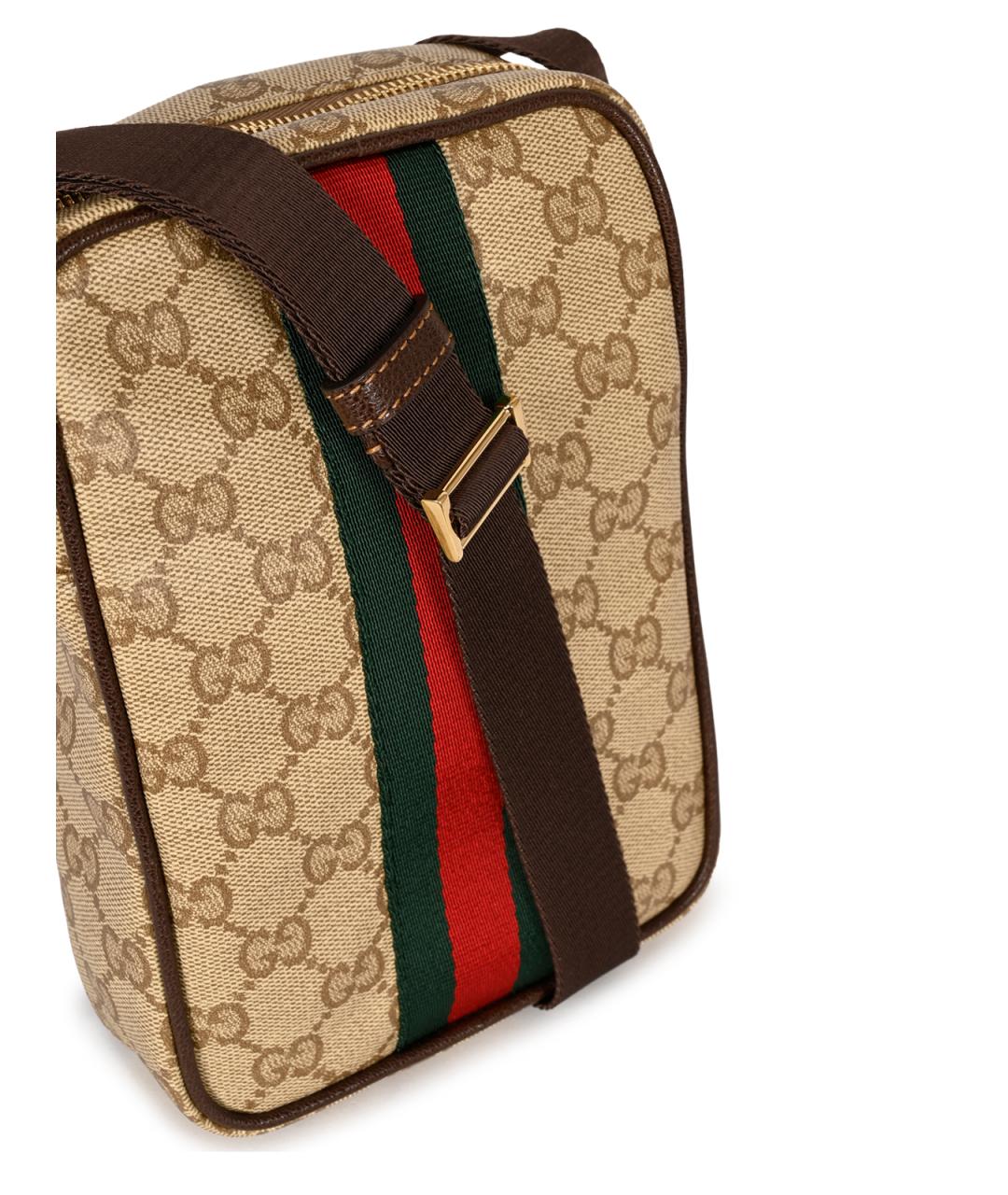 GUCCI Бежевая сумка на плечо из канвы, фото 4