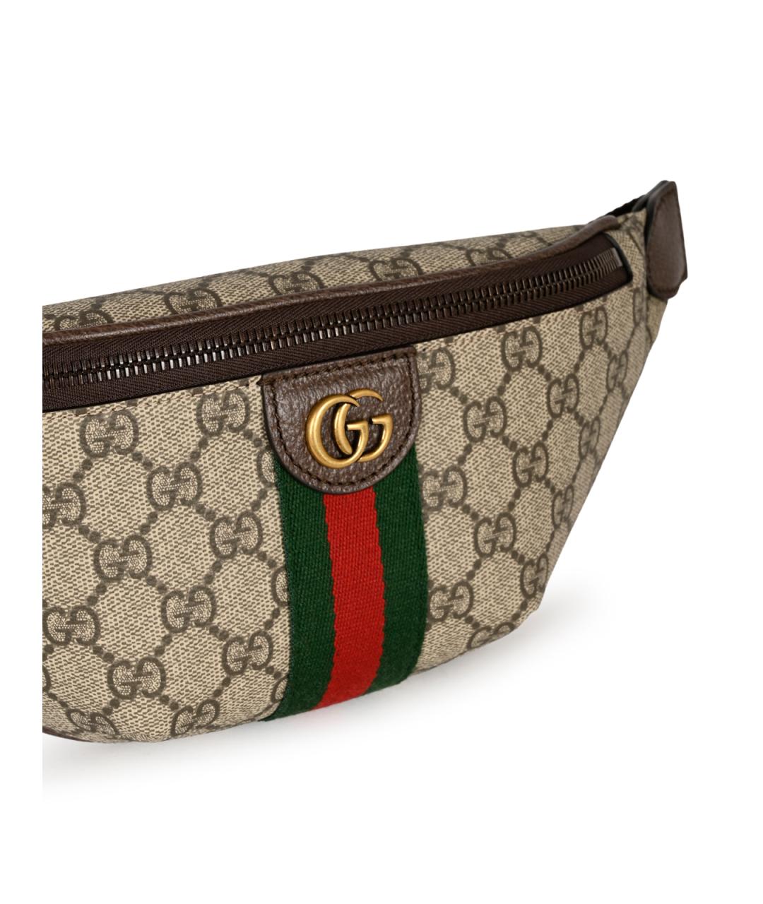 GUCCI Бежевая поясная сумка из канвы, фото 4