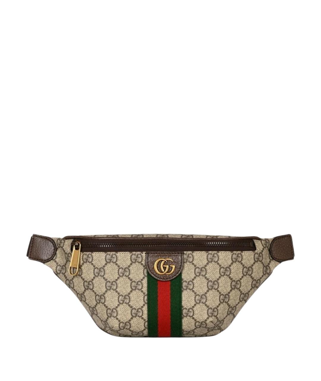 GUCCI Бежевая поясная сумка из канвы, фото 1