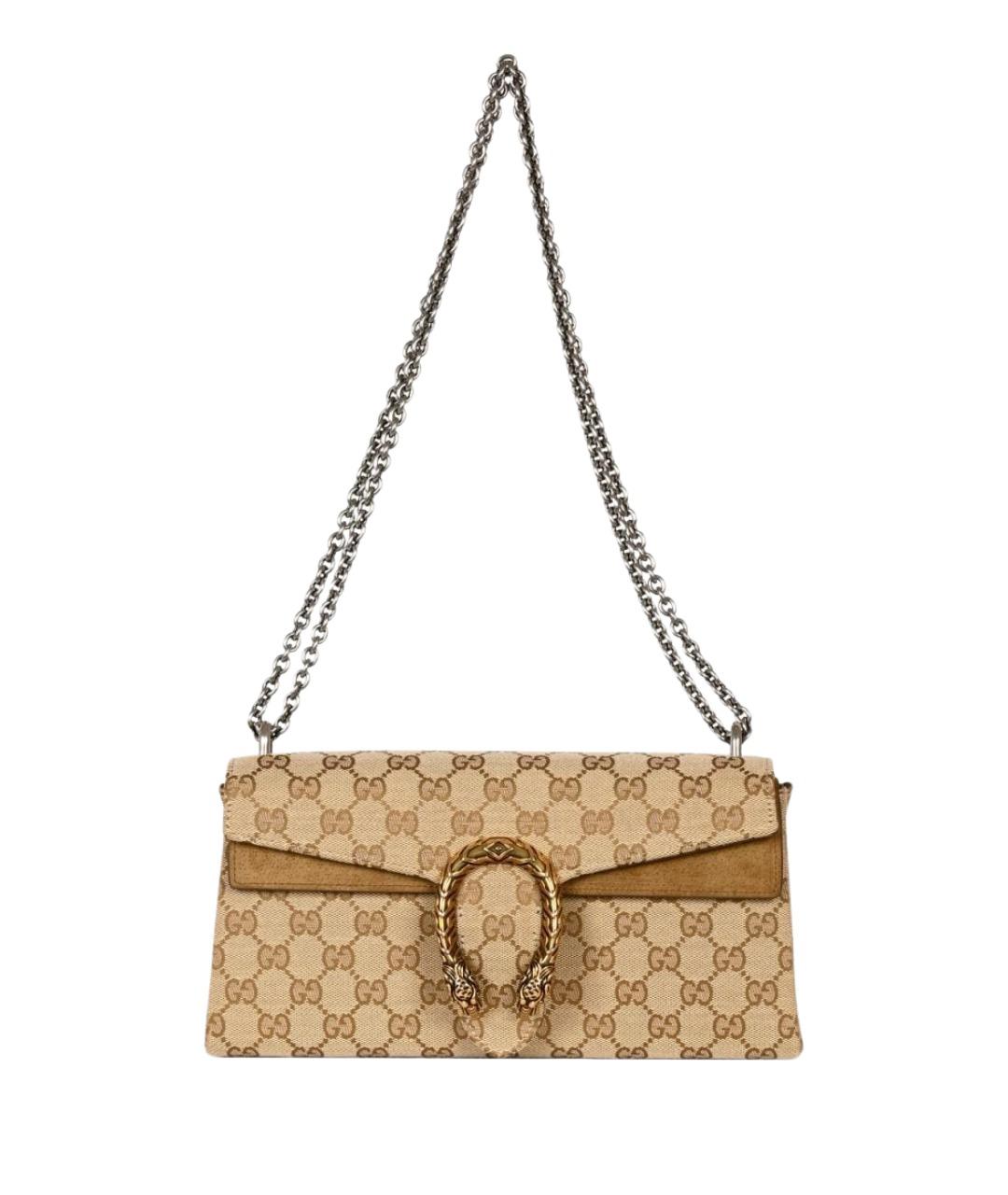 GUCCI Бежевая сумка через плечо из канвы, фото 1