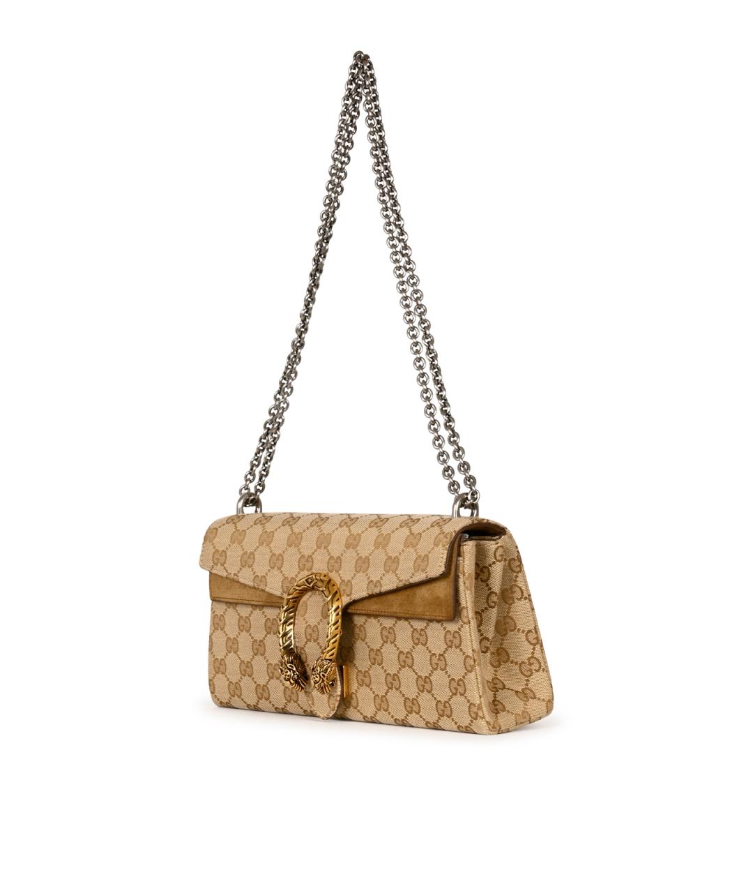 GUCCI Бежевая сумка через плечо из канвы, фото 2