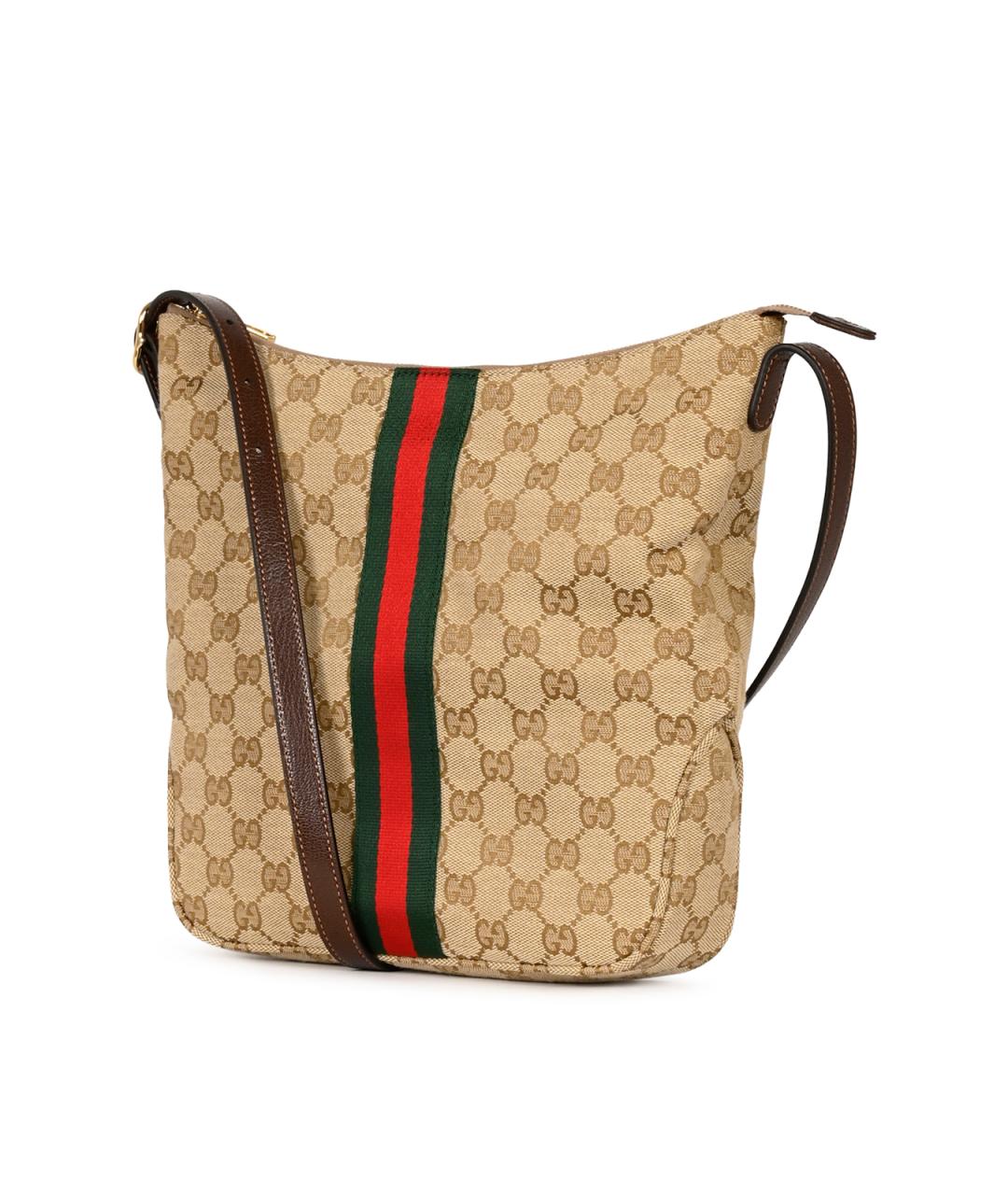 GUCCI Бежевая сумка на плечо из канвы, фото 2