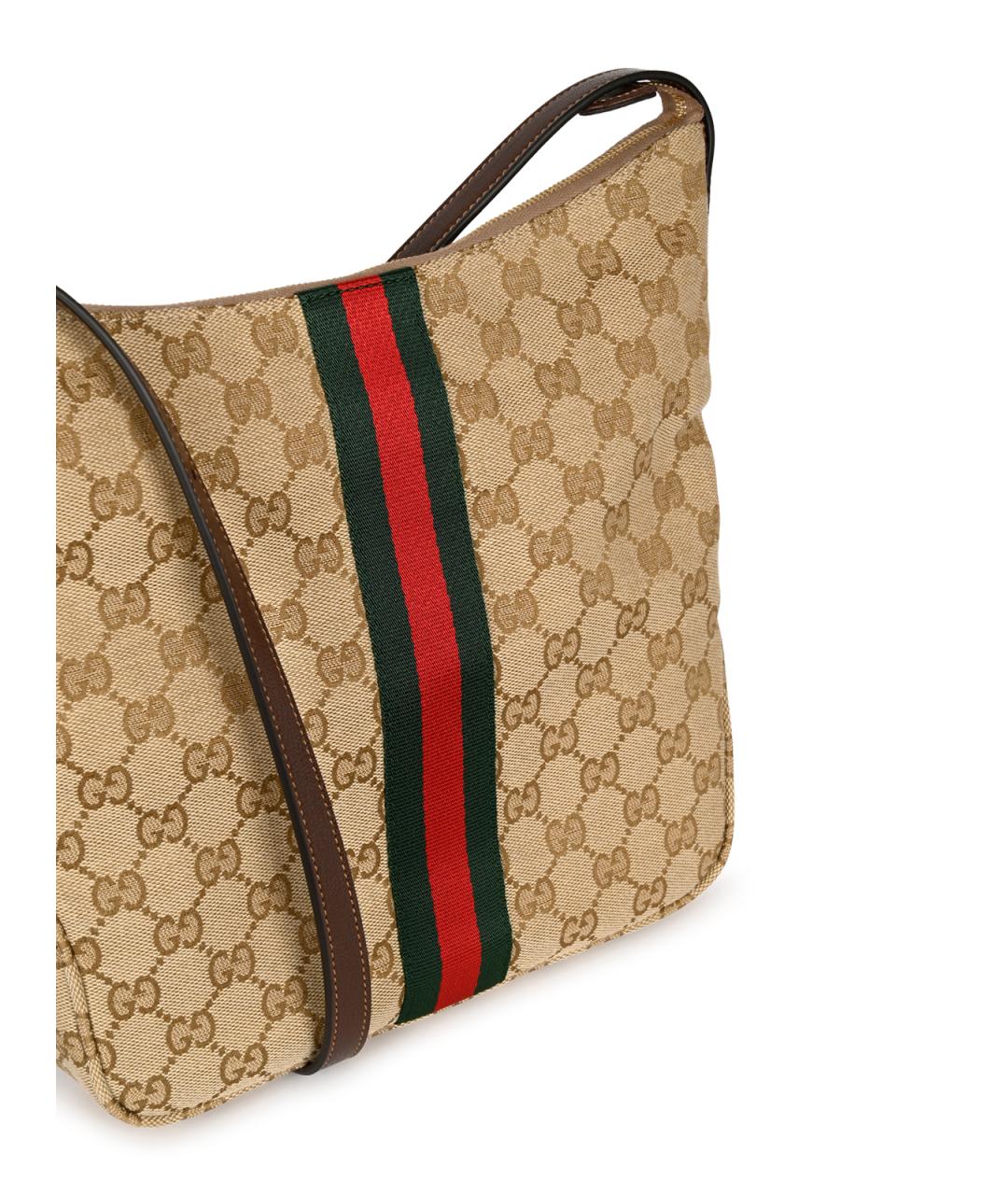 GUCCI Бежевая сумка на плечо из канвы, фото 4