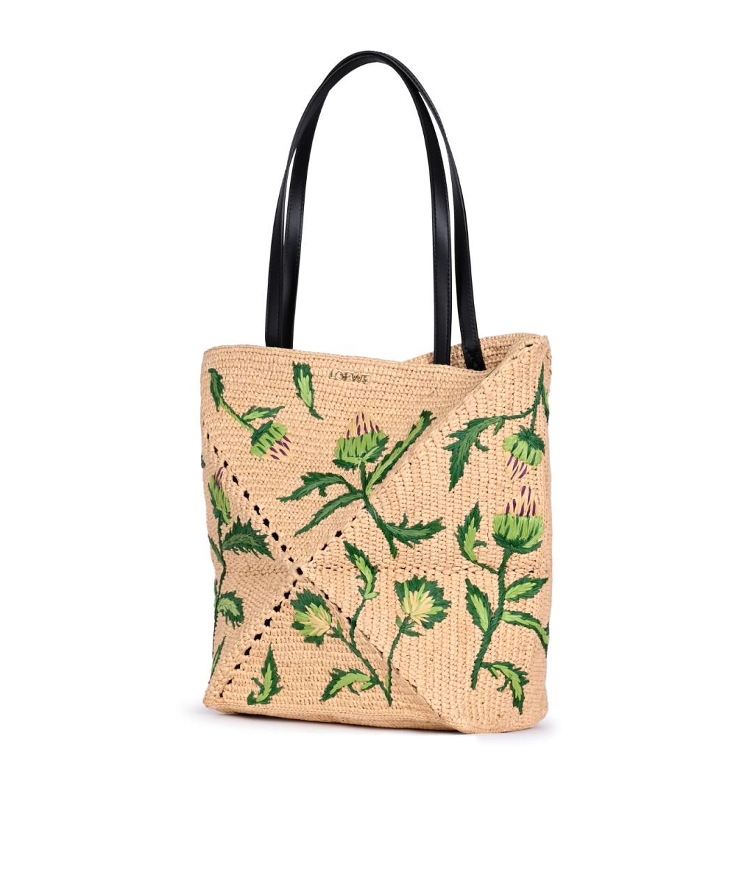 LOEWE Бежевая рафиевая сумка тоут, фото 2