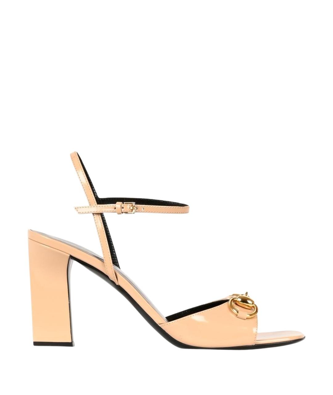 GUCCI Розовые кожаные босоножки, фото 1