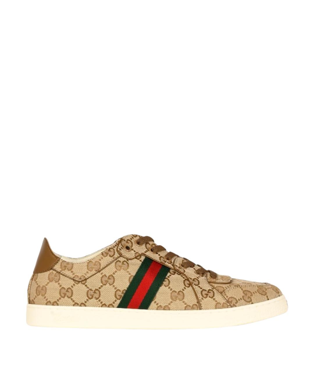 GUCCI Бежевые текстильные низкие кроссовки / кеды, фото 1