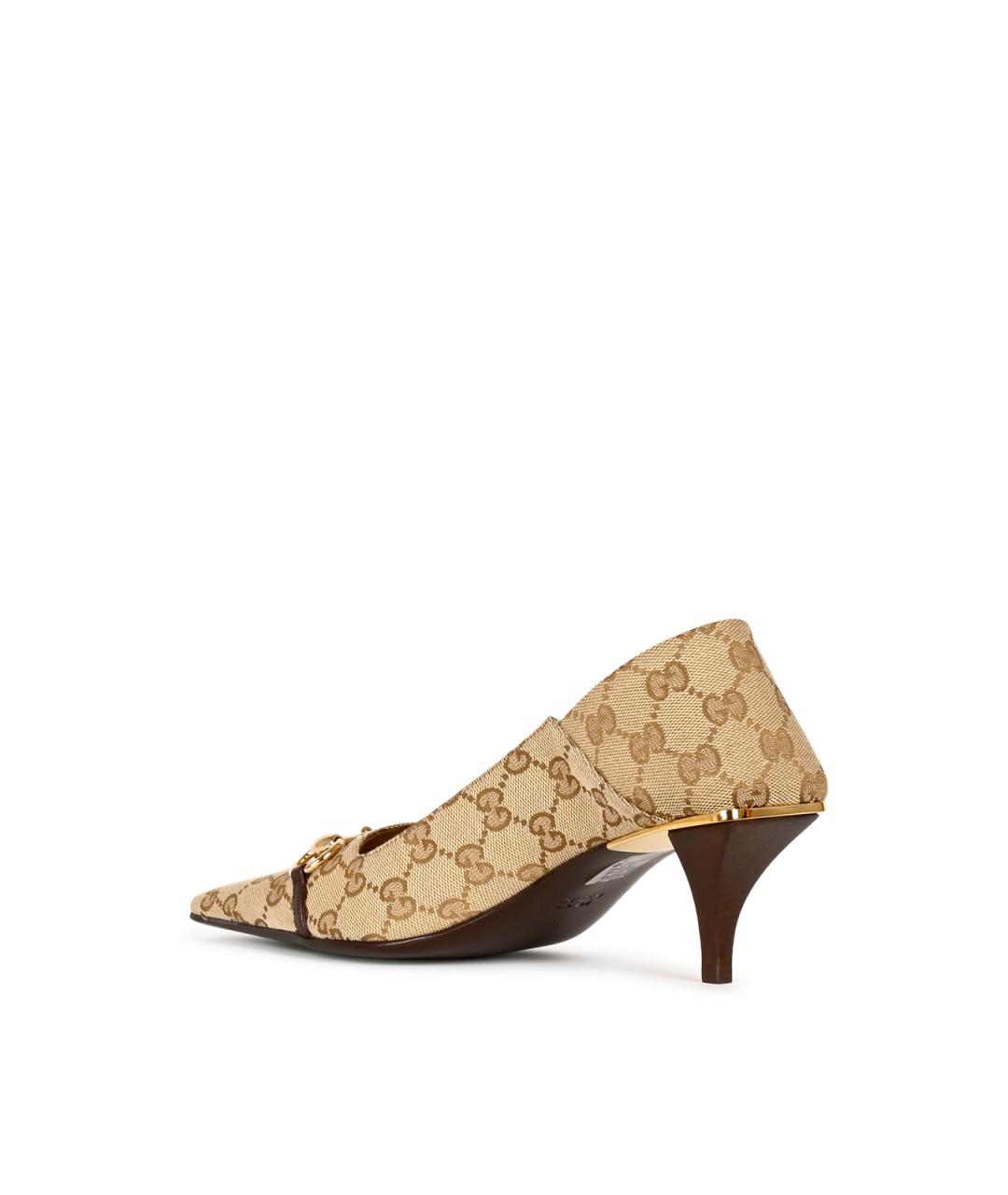 GUCCI Бежевые текстильные туфли, фото 3