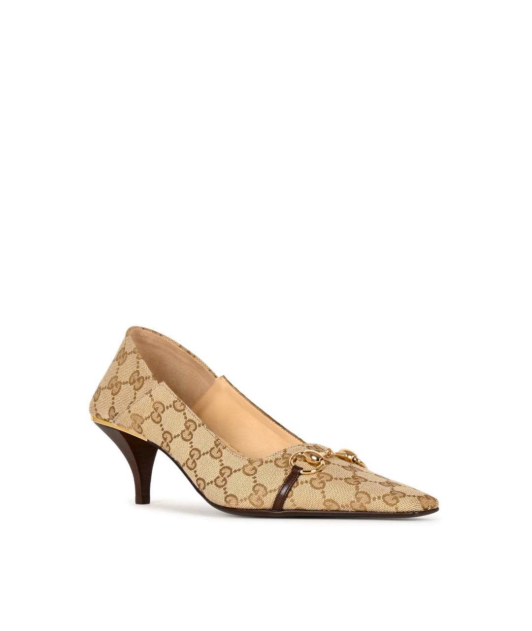 GUCCI Бежевые текстильные туфли, фото 2