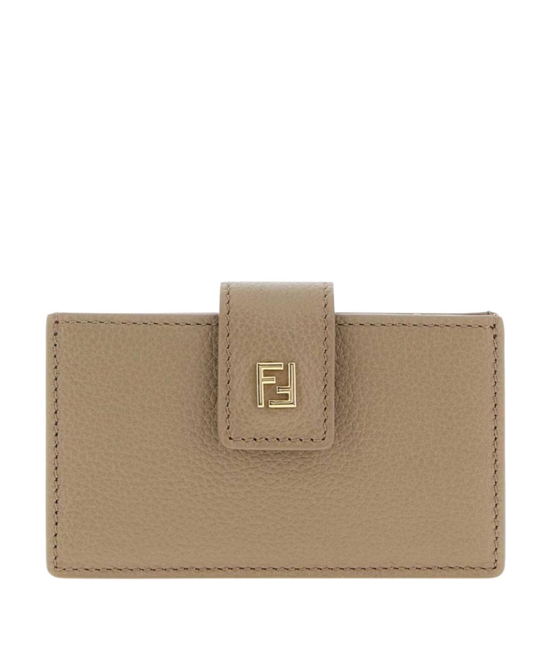 FENDI Бежевый кожаный кардхолдер, фото 1