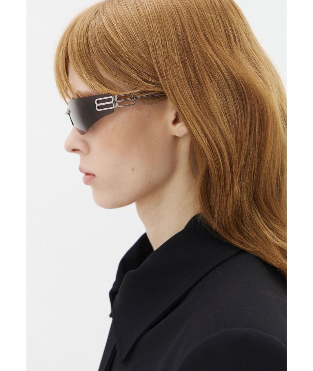 BALENCIAGA Черные металлические солнцезащитные очки, фото 5