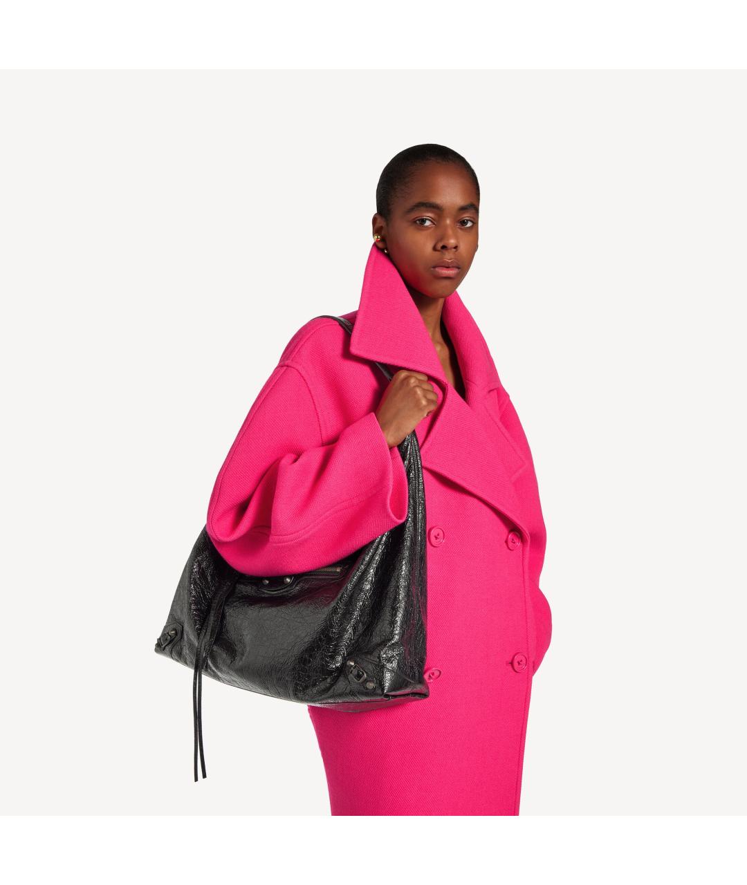BALENCIAGA Черная кожаная сумка тоут, фото 4