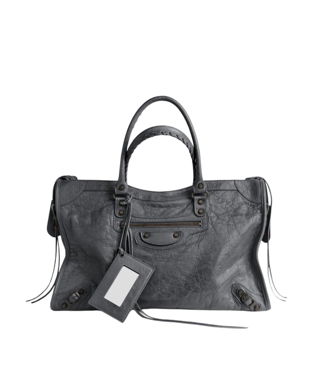 BALENCIAGA Серая кожаная сумка тоут, фото 1