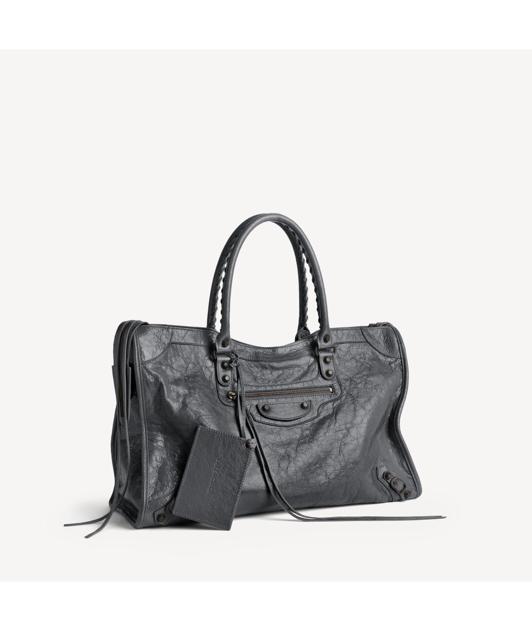 BALENCIAGA Серая кожаная сумка тоут, фото 3