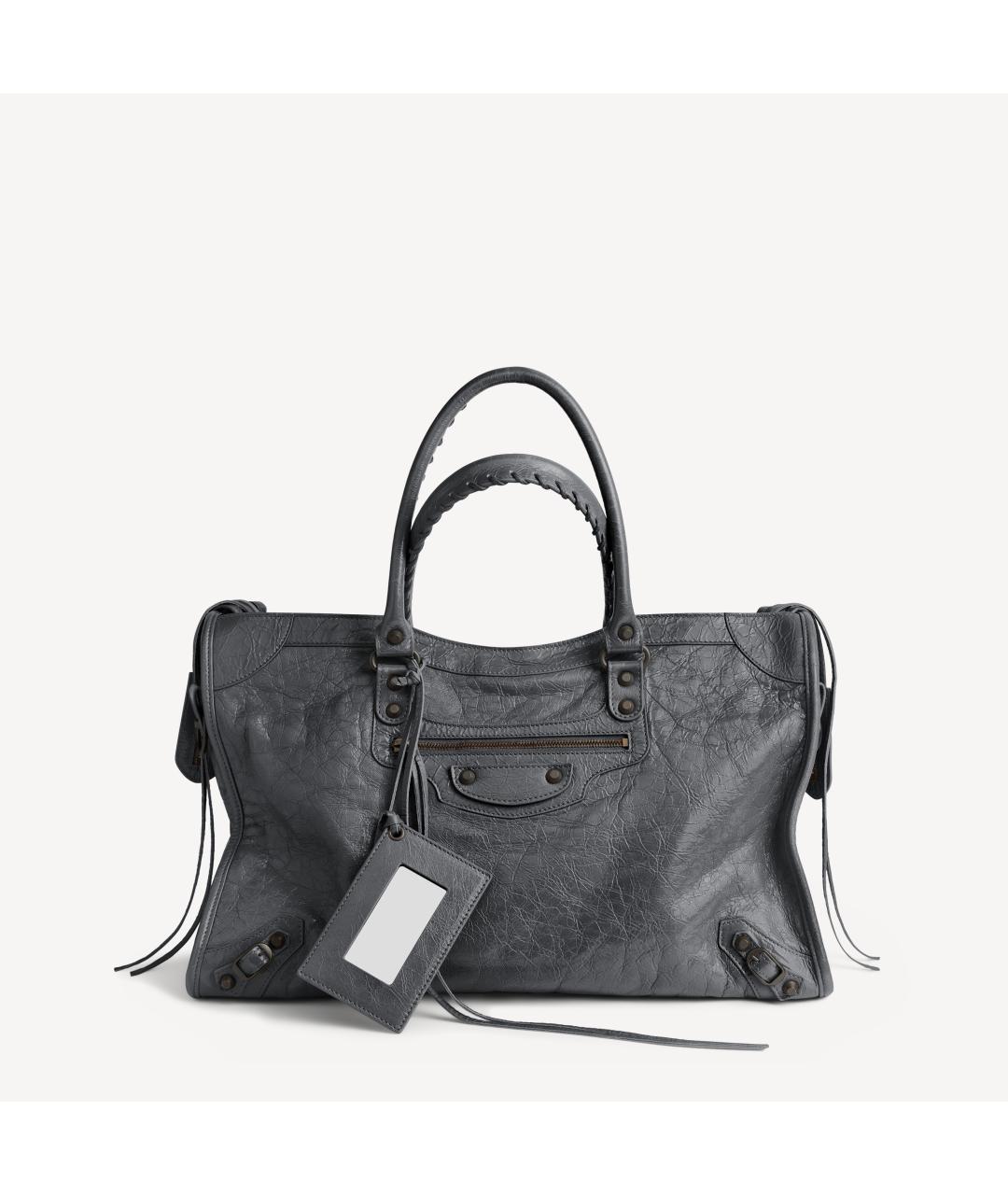 BALENCIAGA Серая кожаная сумка тоут, фото 7