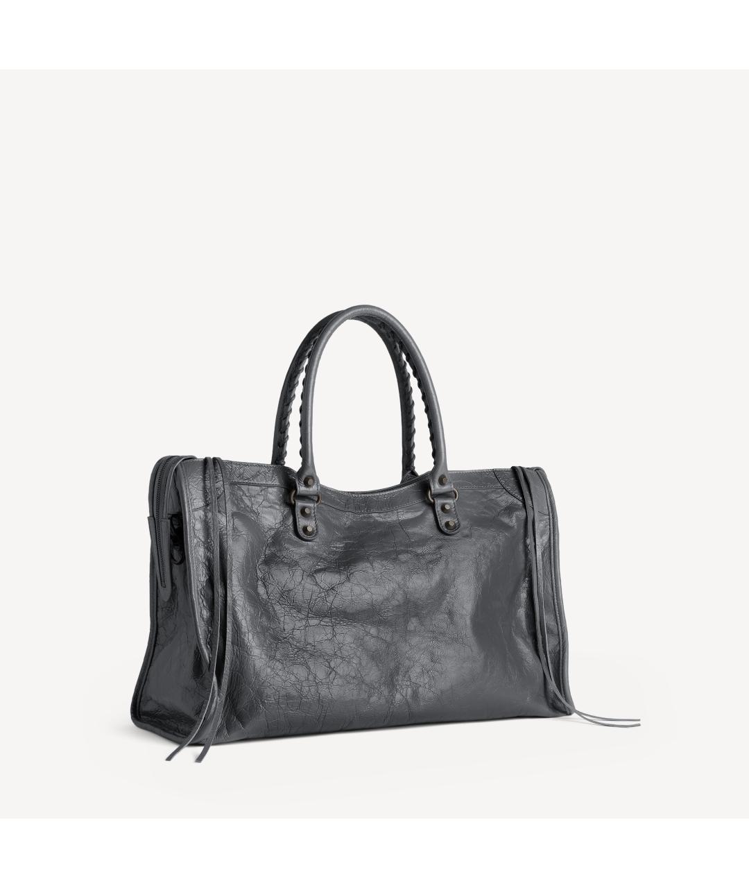BALENCIAGA Серая кожаная сумка тоут, фото 4