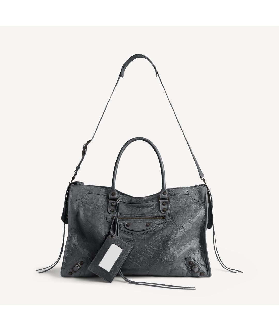 BALENCIAGA Серая кожаная сумка тоут, фото 2