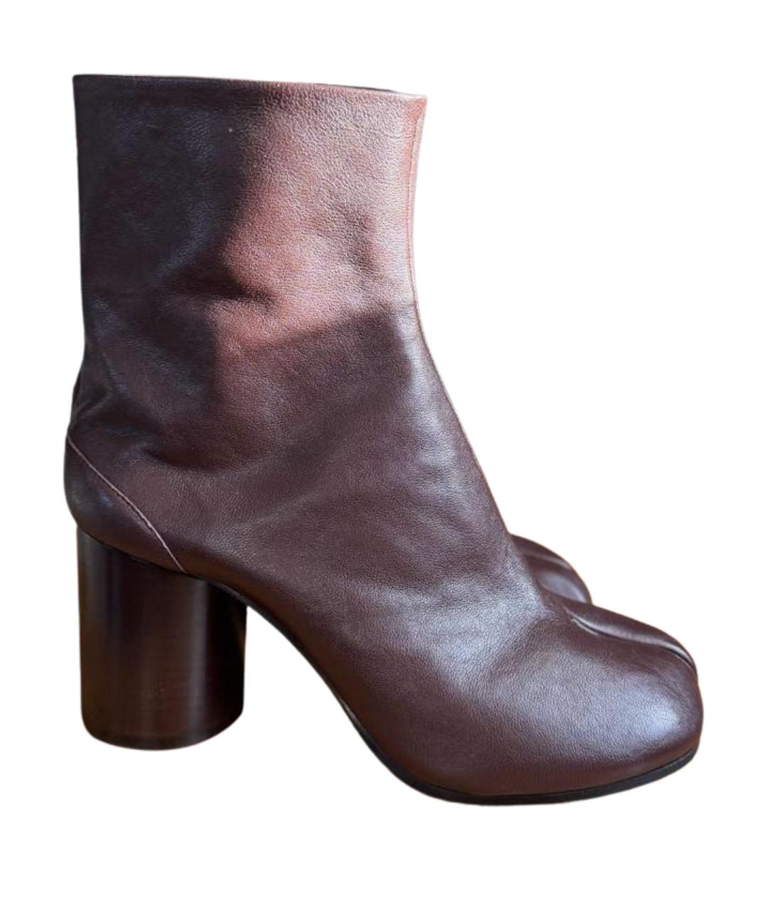 MAISON MARGIELA Коричневые кожаные ботильоны, фото 1