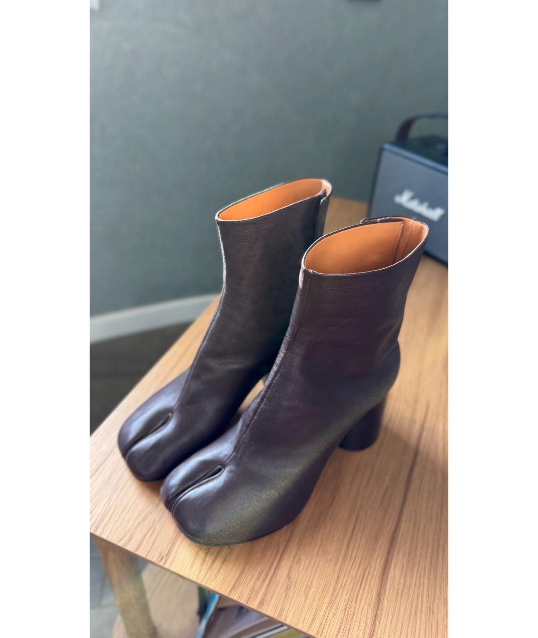 MAISON MARGIELA Коричневые кожаные ботильоны, фото 4