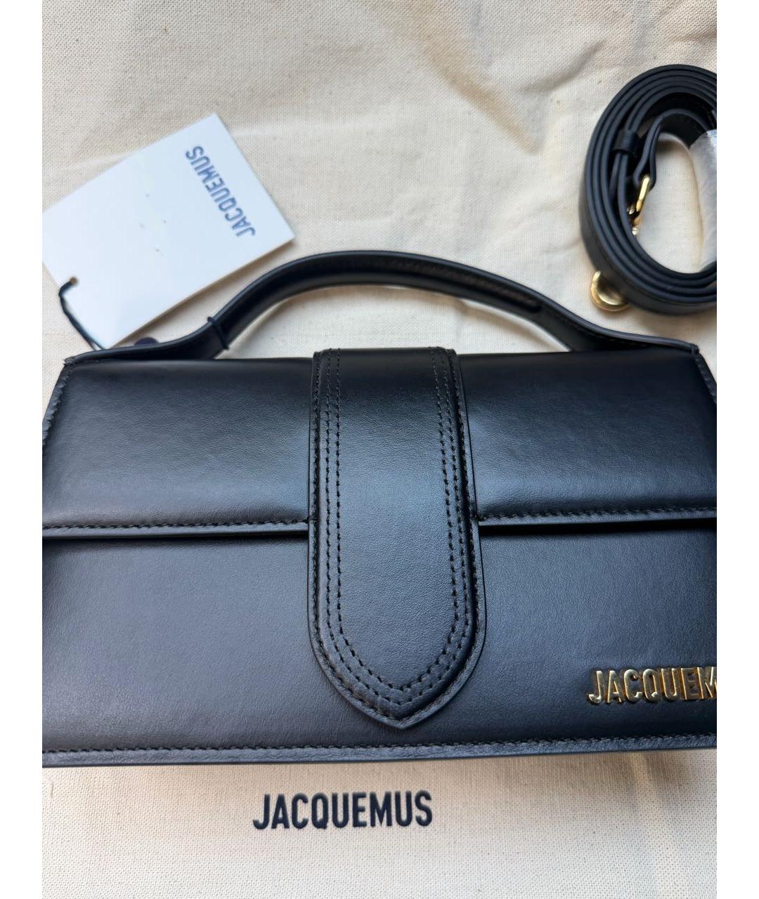 JACQUEMUS Черная кожаная сумка с короткими ручками, фото 3