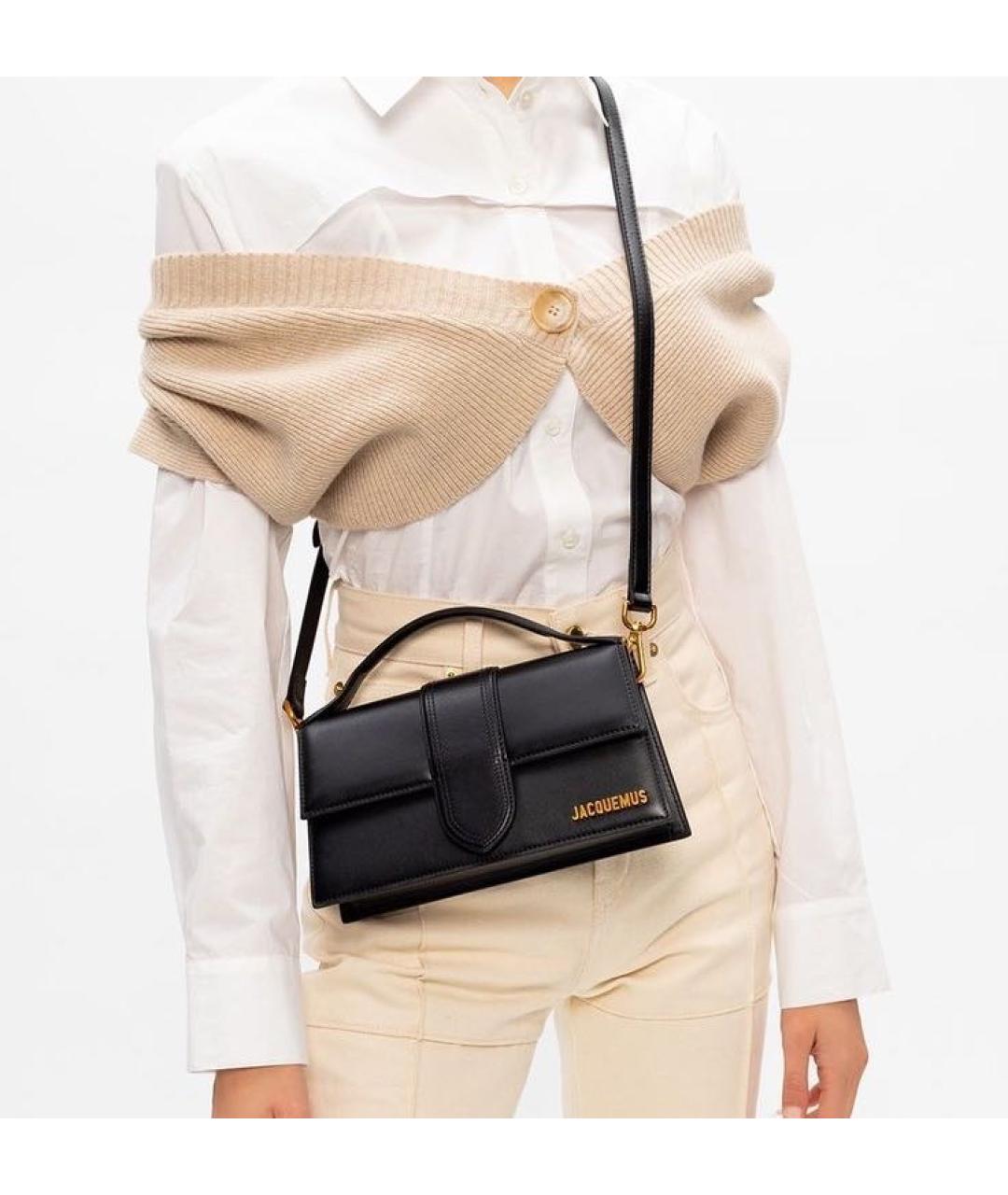 JACQUEMUS Черная кожаная сумка с короткими ручками, фото 8
