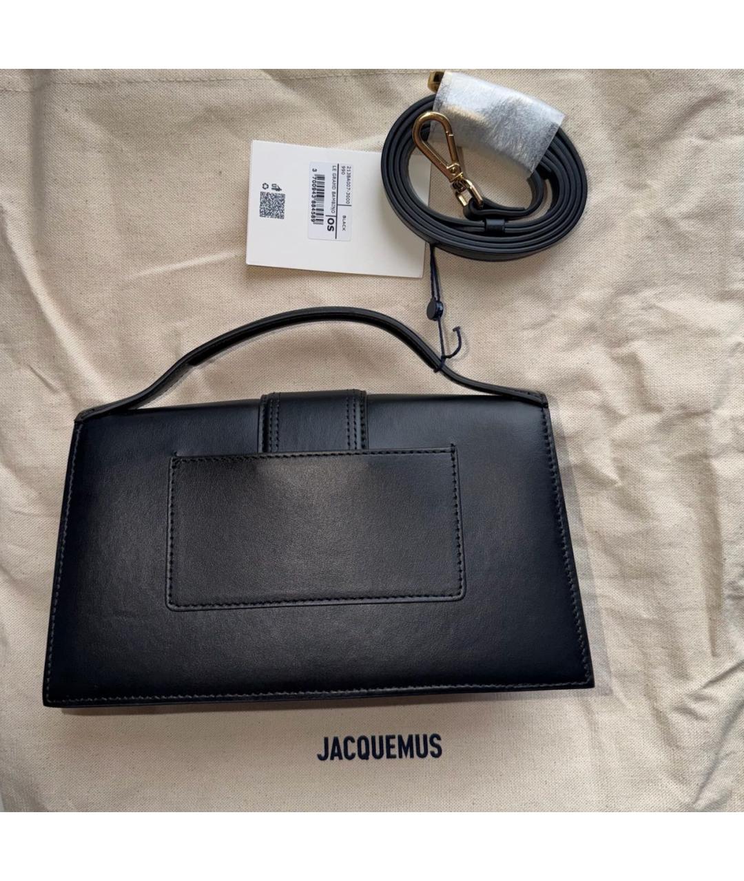 JACQUEMUS Черная кожаная сумка с короткими ручками, фото 4