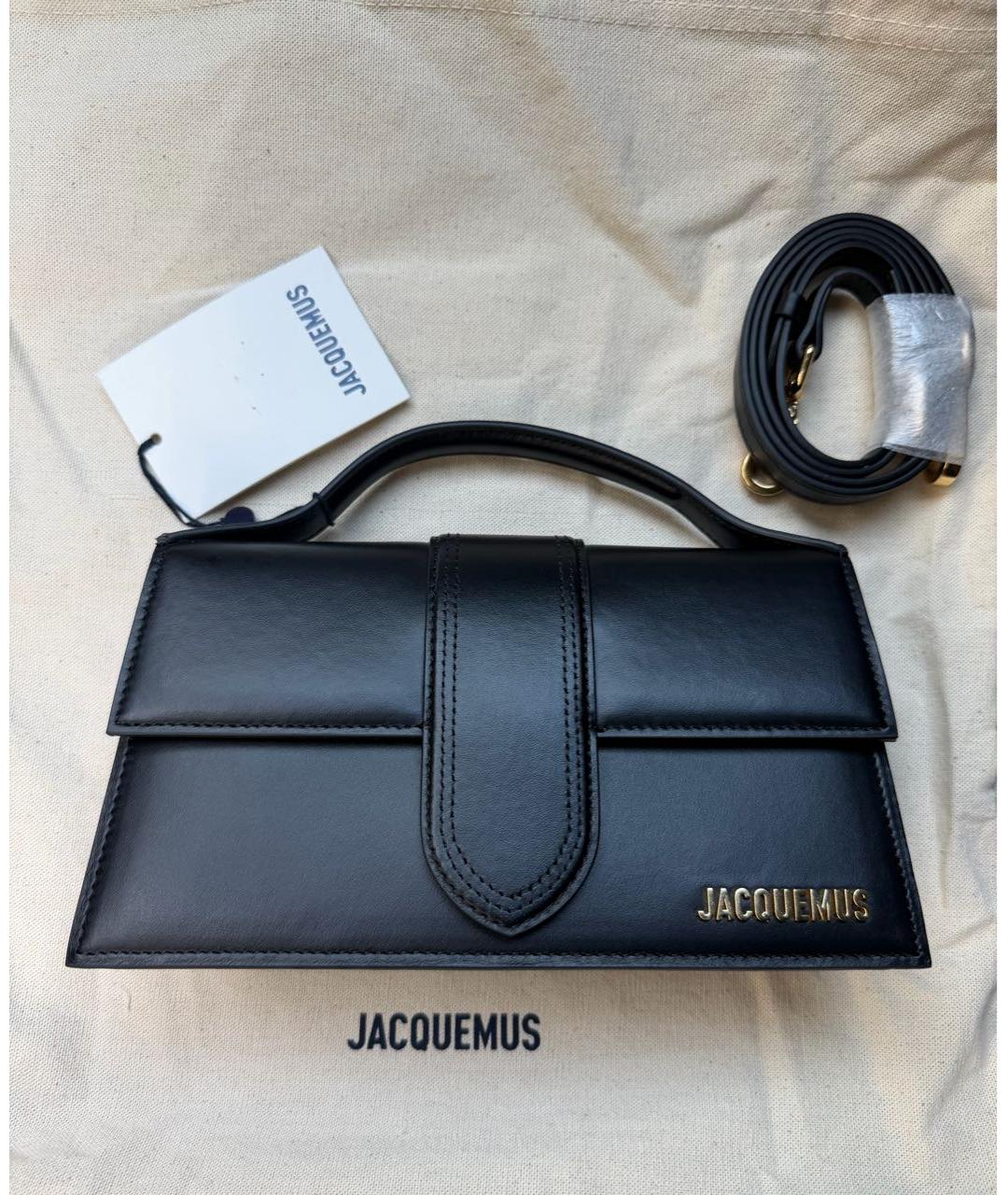 JACQUEMUS Черная кожаная сумка с короткими ручками, фото 2