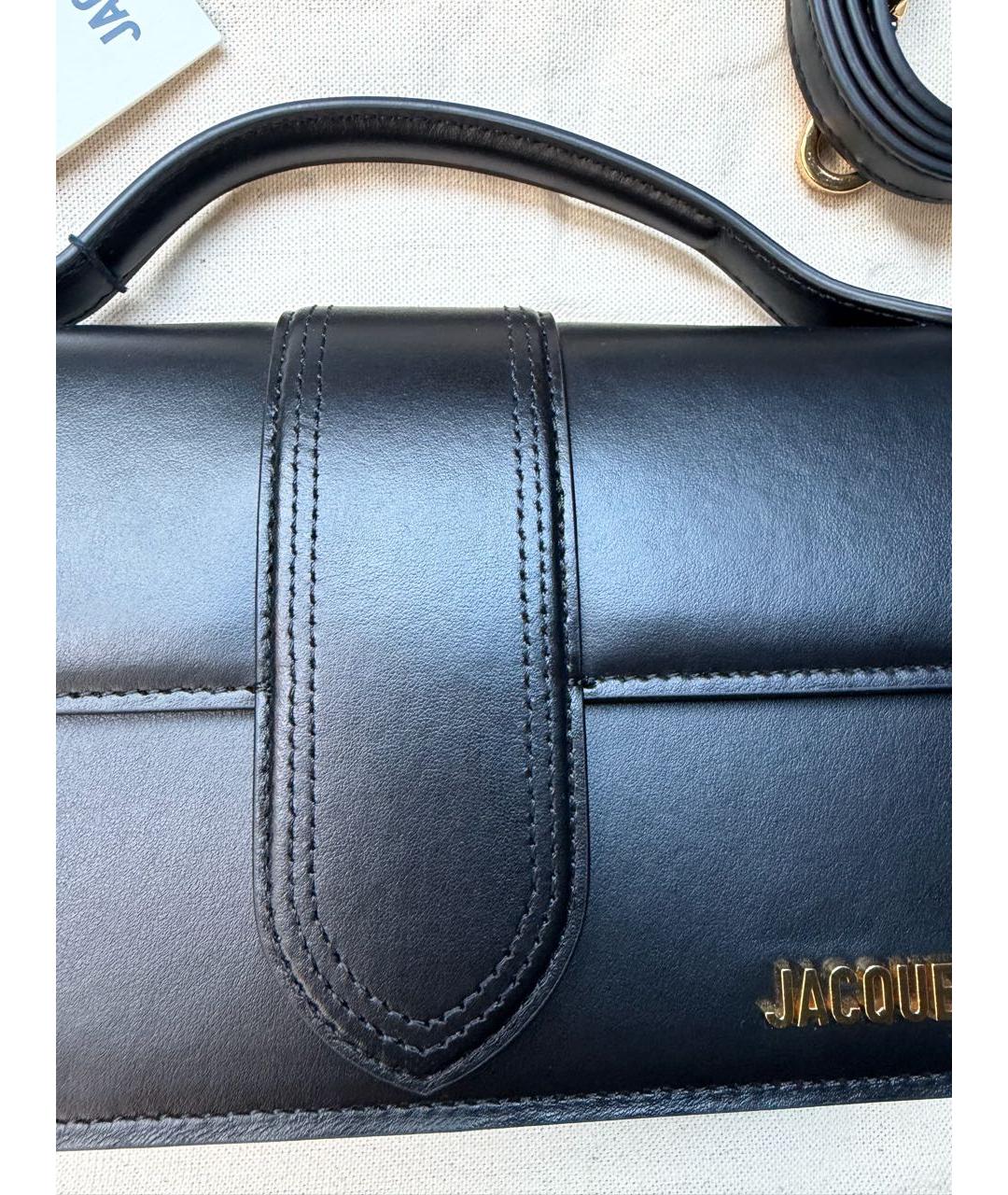 JACQUEMUS Черная кожаная сумка с короткими ручками, фото 5