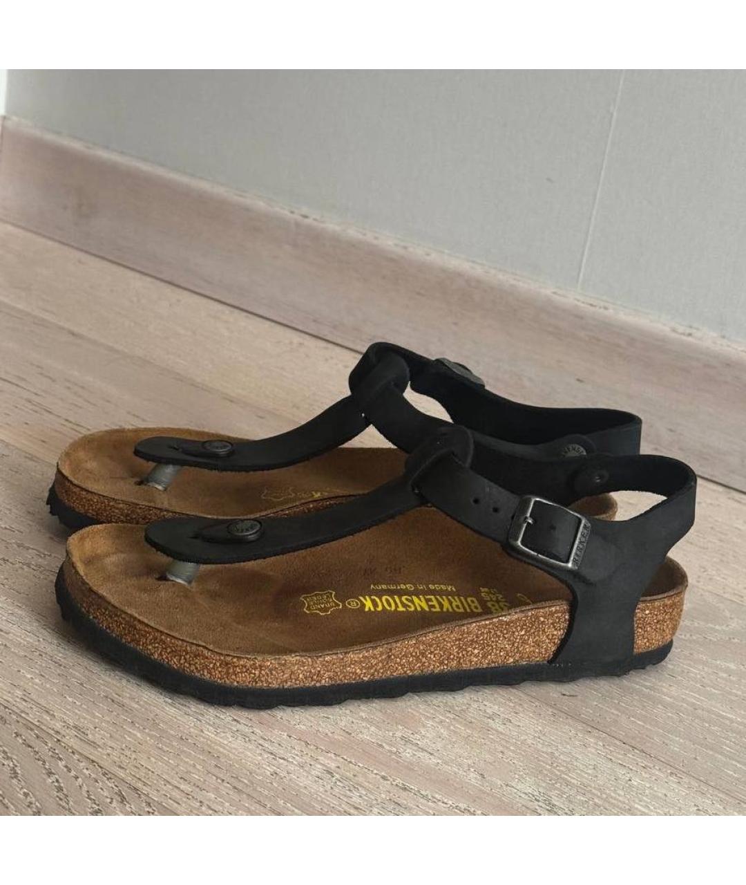 BIRKENSTOCK Черные кожаные сандалии, фото 4