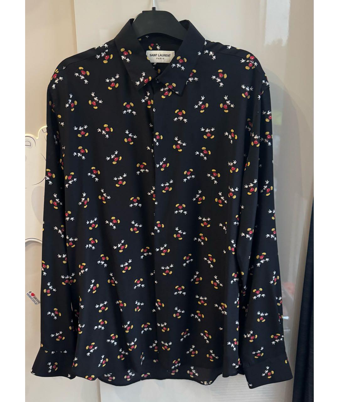 SAINT LAURENT Черная шелковая кэжуал рубашка, фото 3