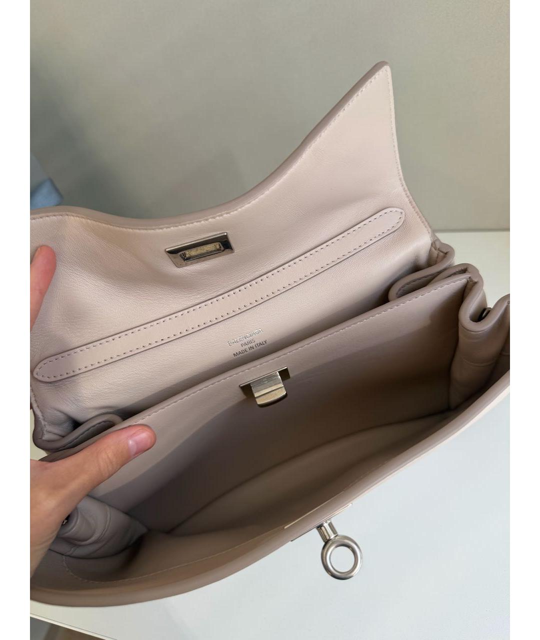 BALENCIAGA Бежевая кожаная сумка с короткими ручками, фото 4