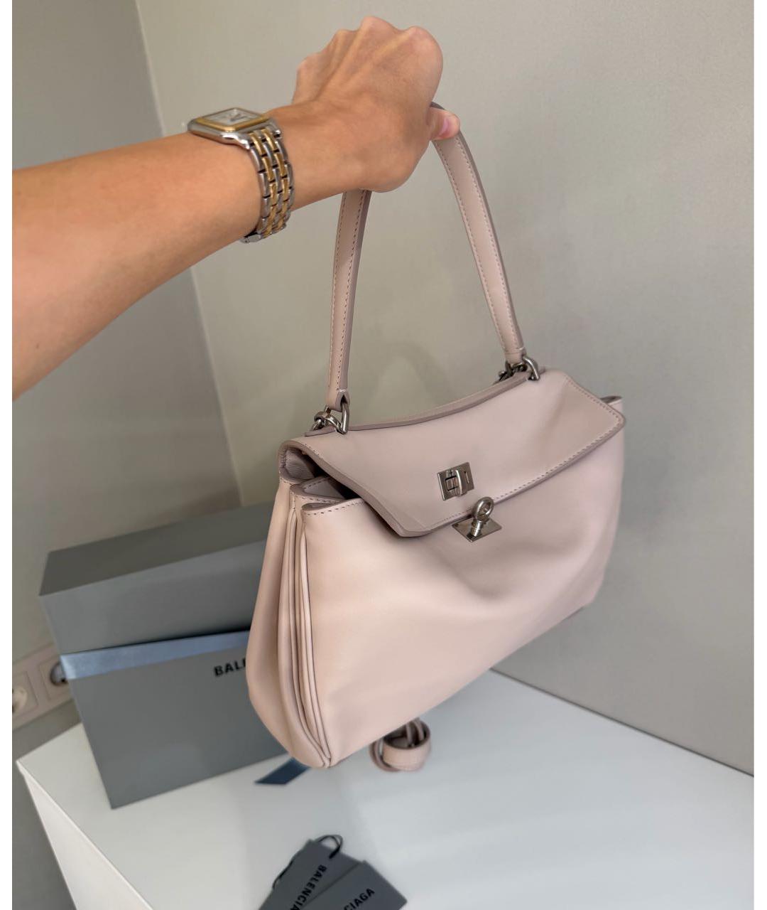BALENCIAGA Бежевая кожаная сумка с короткими ручками, фото 3