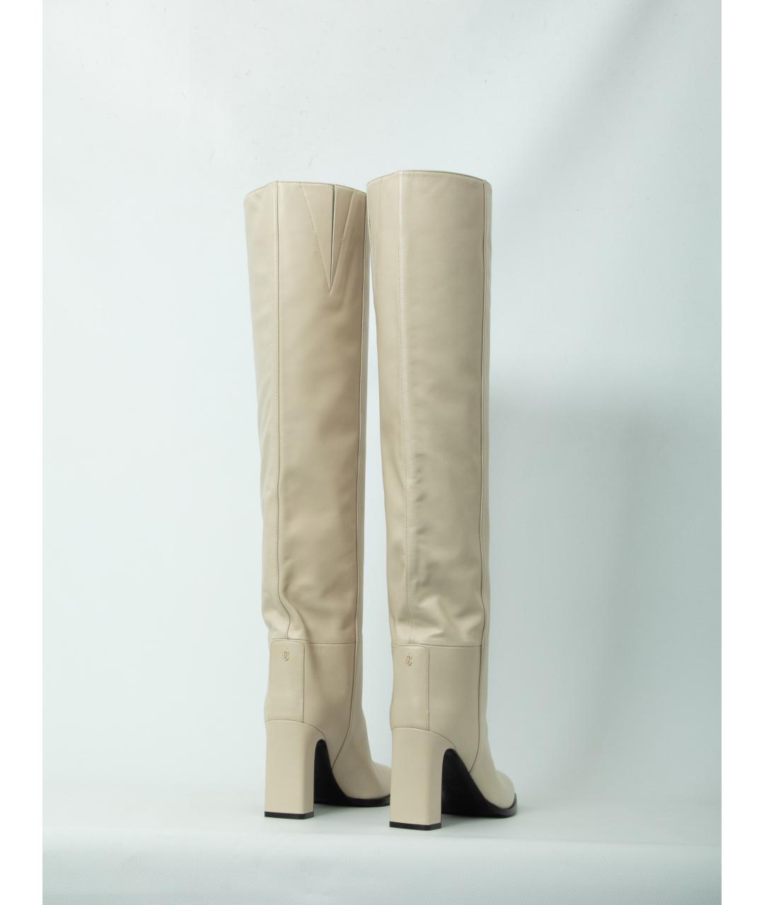 JIMMY CHOO Белые кожаные сапоги, фото 3