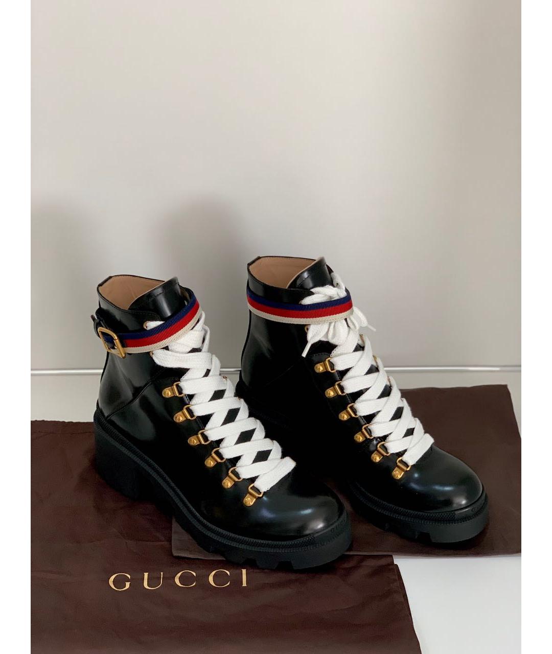 GUCCI Черные кожаные ботинки, фото 5