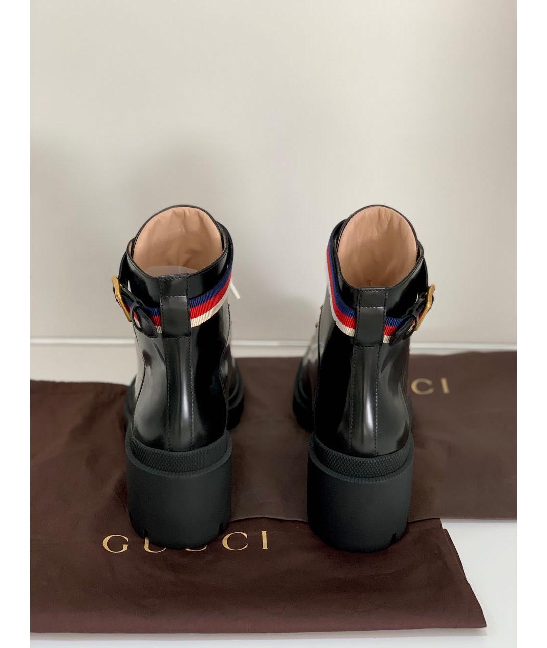 GUCCI Черные кожаные ботинки, фото 4