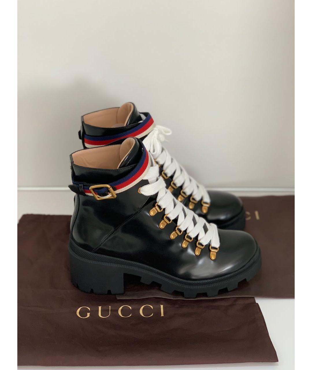 GUCCI Черные кожаные ботинки, фото 6